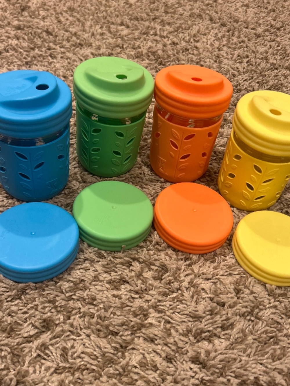 Elk and Friends 8 oz Glass Mason Jar Cups Set of 4 with Silicone Sleeves